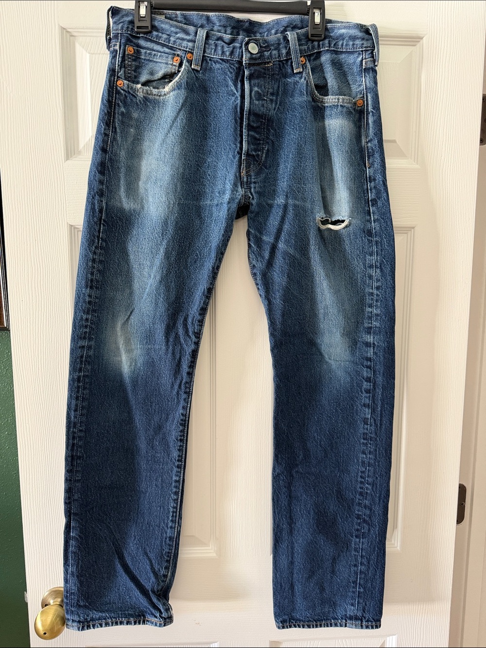 Levi's Men's Blue Straight Jeans with Light Distressing